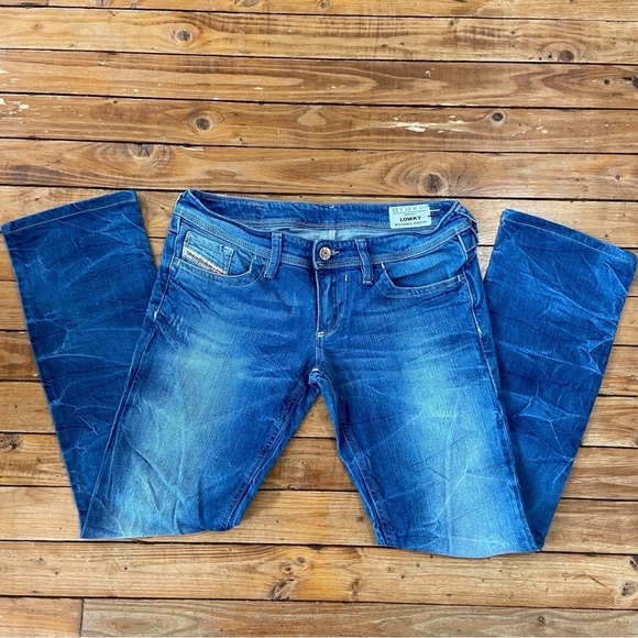 Diesel gold sequins Lowky jeans marble blue low rise  in size 27 straight leg - Picture 1 of 16